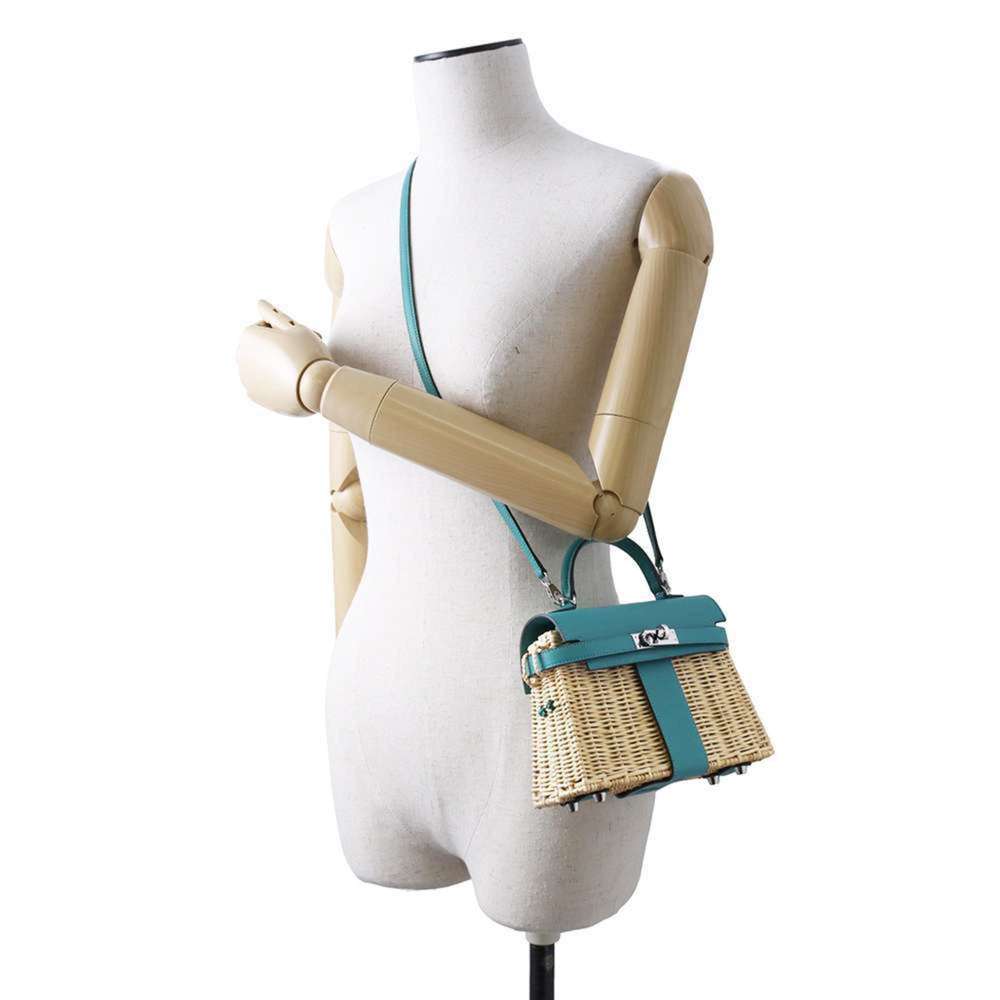 Hermes Kelly Picnic Mini Vert Verone Silver Hardware Swift Willow Y Stamp - Picture 5 of 13